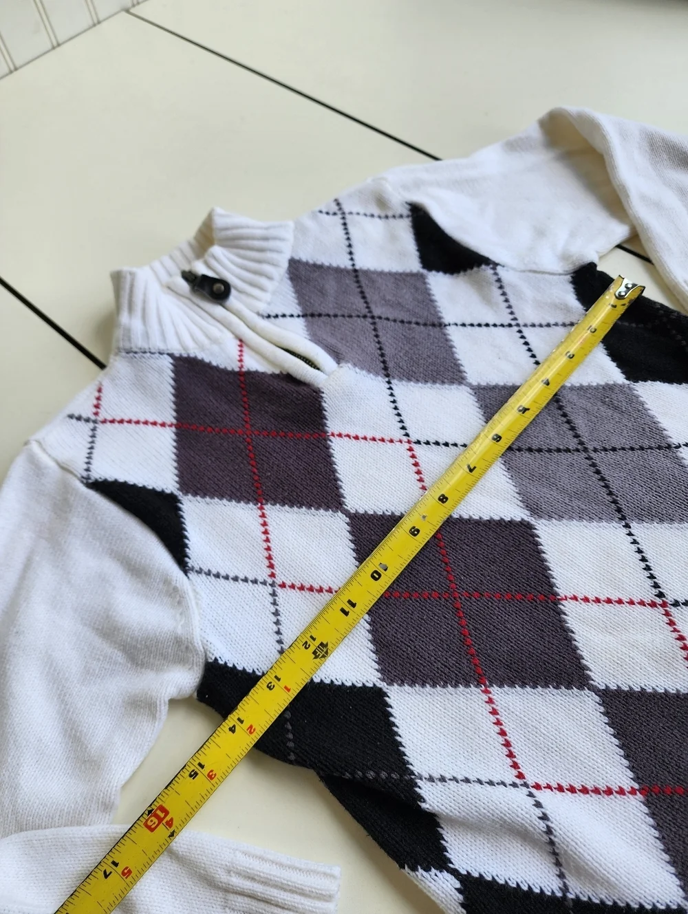 Est. 1989 Place Kids sweater White Gray 1/4 Zip Mock Neck Boys Size S 5/6